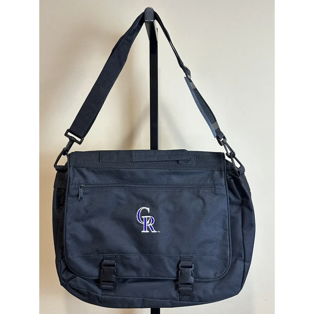 Colorado Rockies MLB Messenger Bag Black Canvas Laptop Satchel Crossbody Gemline